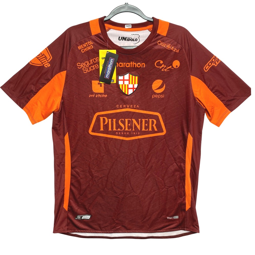 Barcelona SC Ecuador Soccer Jersey Mens Large Maroon Orange Marathon